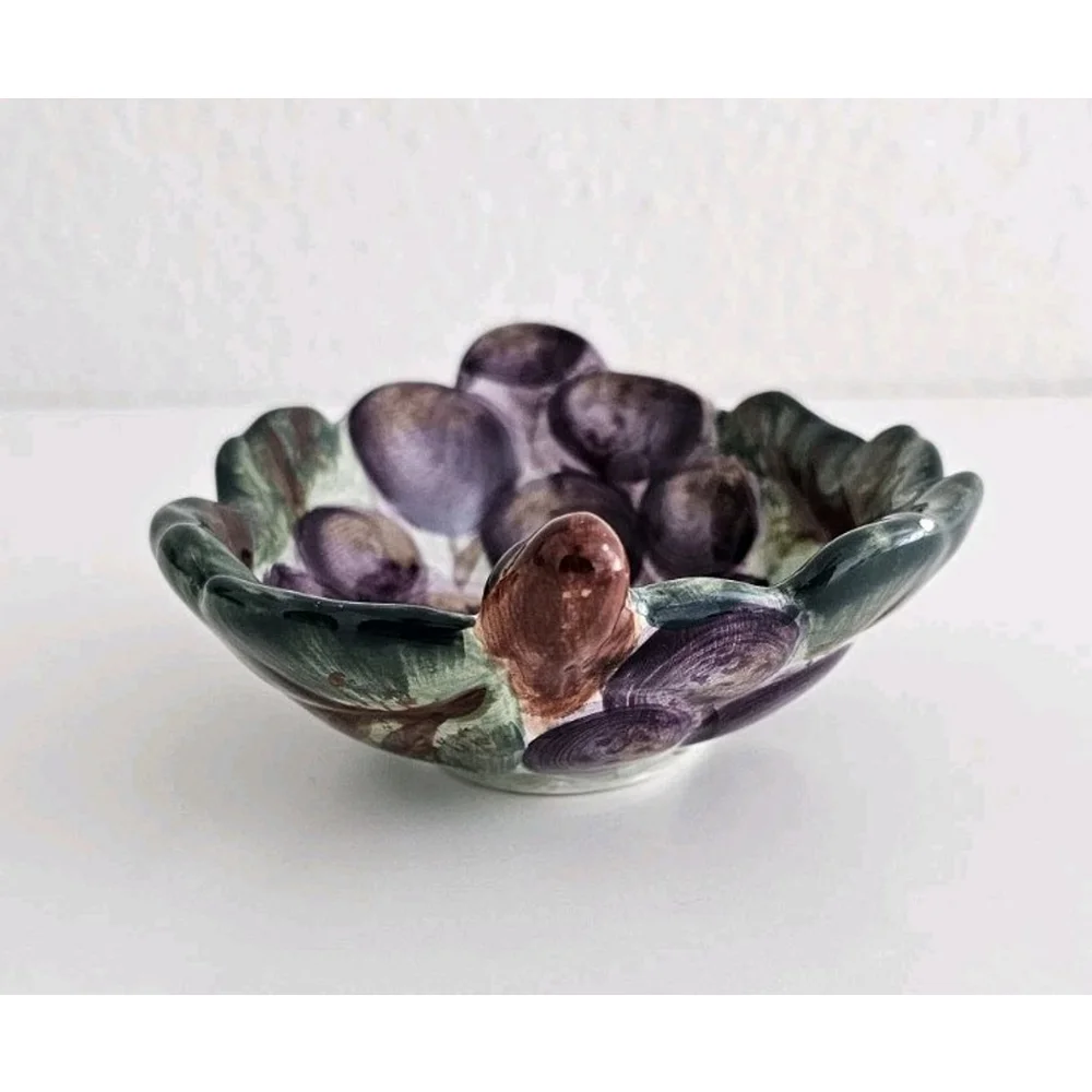 Vintage Corsica Home Ceramic Grape Pattern Bowl - Made in China